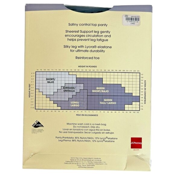 2 Pair JCPenney Sheer Caress Control Top Pantyhose Long East 5th Oatmeal Black - Picture 3 of 6